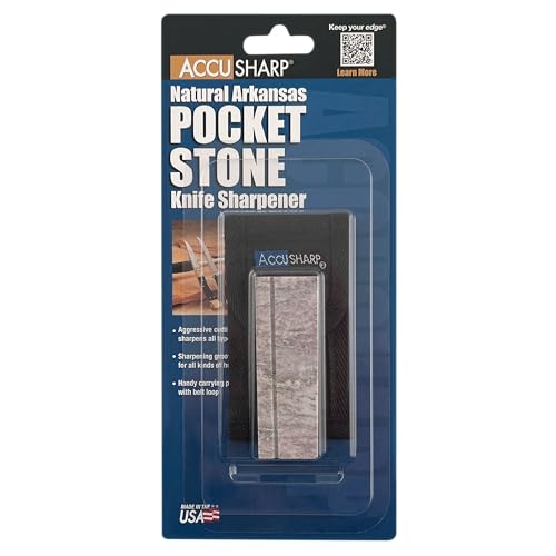 AccuSharp Pocket Stone Sharpener with Pouch, 3 Inch Dual-Sided Sharpening Stone for Knives, Fish Hooks, Camping, Hunting Knives, Restores, Repairs & Hones Blades, Natural - color: Natural