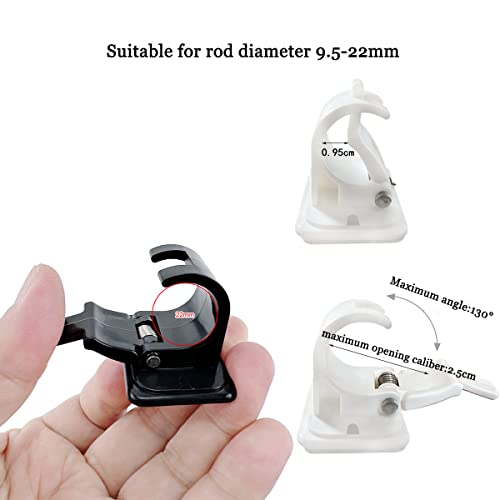 Wall Mounted Rod Clips - 10Pcs Fishing Pole/Cue/Curtain Rod Holder Clips Storage Rack - color: Black
