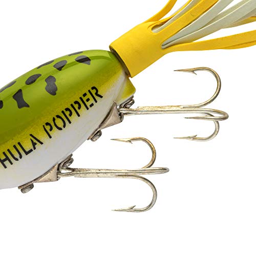 Arbogast Hula Popper Topwater Bass Fishing Lure - color: Frog White Belly, size: 2", 3/8 oz