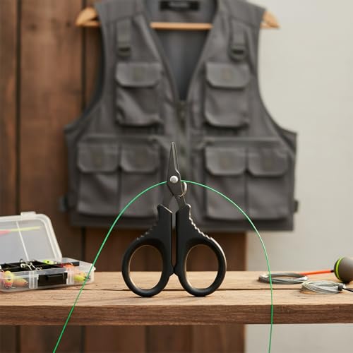 Serrated Stainless Steel Fishing Scissors for Braided PE Line - Compact Line Cutters