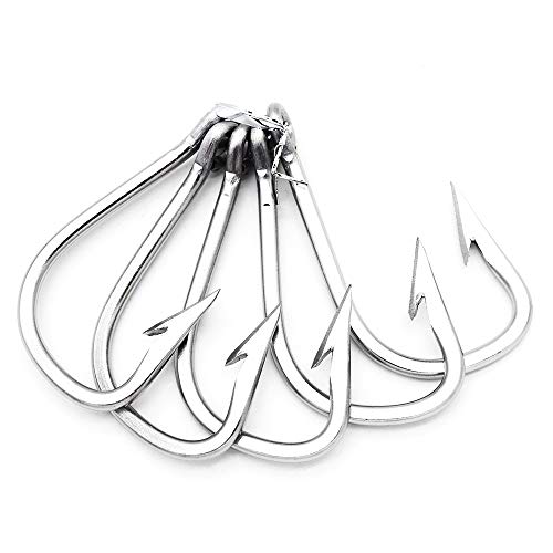 Saltwater Large Giant Shark,Tuna and Catfish Hooks Extra Strong Stainless Steel Fishing Hooks… - size: 7/0(pack of 5)