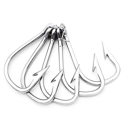 Saltwater Large Giant Shark,Tuna and Catfish Hooks Extra Strong Stainless Steel Fishing Hooks… - size: 6/0(pack of 5)