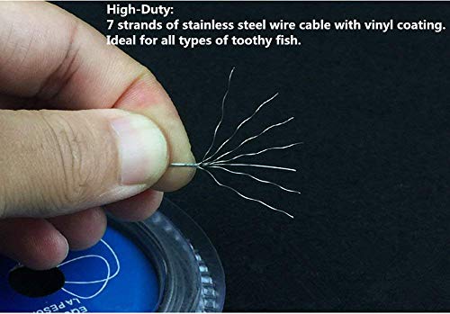 10LB-200LB Fishing line Wire Leader Vinyl Coated Stainless Steel Trace Lures Leader Wire 10 Meter,with 20pcs Crimps Sleeves,Black & Silver Select - size: 200LB