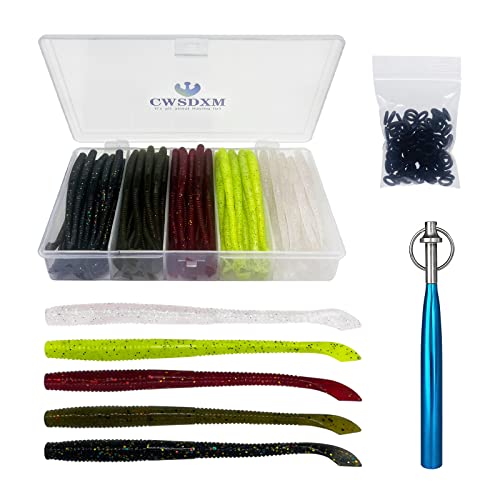 50/131pcs Wacky rig kit,4in Fishing Worms Lures,Wacky Worm Fishing Lure Kit for Bass Trout