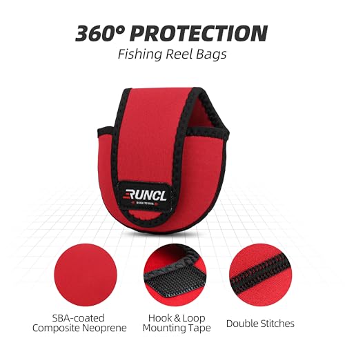 RUNCL Baitcasting Reel Bag – Protective Storage Pouch for Baitcasting Reels & Spinning Reels, Lightweight & Durable, Ideal for Freshwater & Saltwater Fishing Trips (Red & Black) - color: B-Red & Black