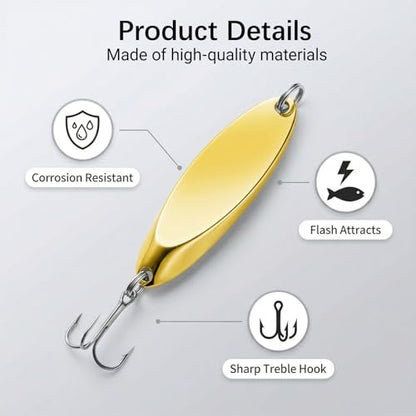 Fishing Lures Fishing Spoons, 5pcs/25pcs/30pcs/50pcs Trout Lures Bass Lures Hard Metal Spinner Baits for Salmon Bass Trout - color: 5PCS-21g