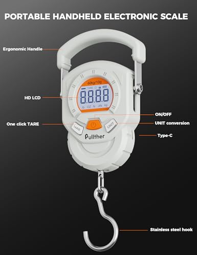 Fish Scale, Max 130lbs Fishing Scale,Multi-Mode Pound/Ounces & Kilograms,LCD Display - style: White USB