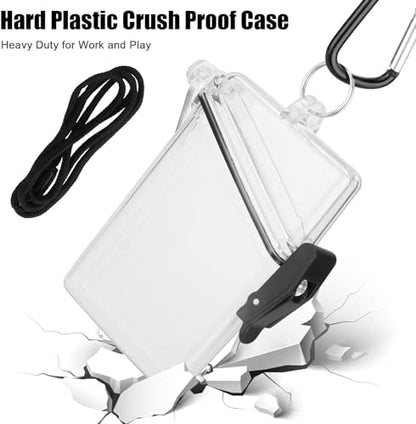 Transparent Clear Waterproof ID Card Badge Holder Case Waterproof Sports Case Vertical Badge Holders with Lanyard and Keychain,Identification Badges and Supplies, Identification Badges and Supplies