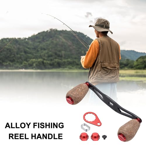 Fishing Reel Handle, Reel Handle Rocker Arm Grip with Knob Replacement Parts - color: Red