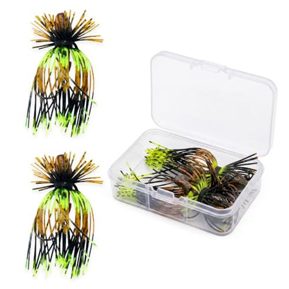 Spider Jigs, Multi Variants - Finesse Style Fishing Lures with Ultra Point 2/0 Hook & Buzz Cut Silicone Skirt