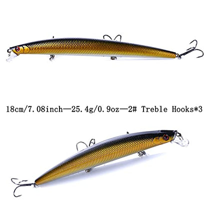 Jerk Baits for Bass Fishing, Jerkbait Fishing Lures, Minnow Lures Jerk Bait for Freshwater/Saltwater Fishing Lures for Trout Pike, 5pcs/10pcs with Box - color: L:7.08in/0.9oz/5pcs