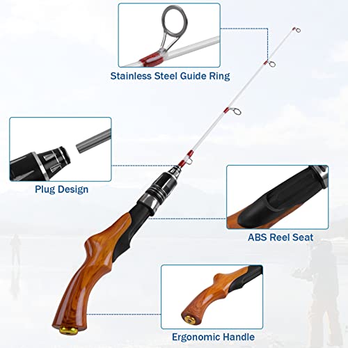 Ice Fishing Rod 22in Ultralight Small Spinning Rod for Ice Fishing | Ice Fishing Gear, Travel Kids Fishing Rod, for Walleye Perch Panfish Bluegill Crappie