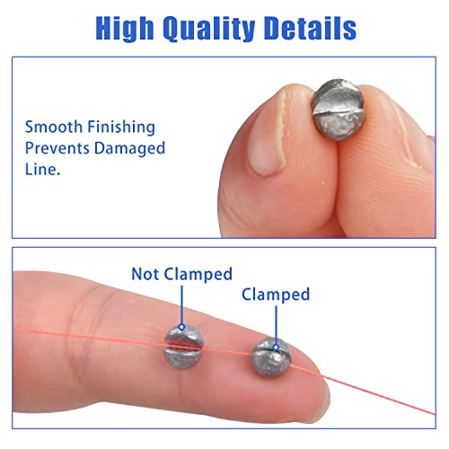 Split Shot Fishing Weights Sinker Kit, 120g/Box Round Split Shot Sinker Removable Fishing Weights Egg Sinkers for Saltwater Freshwater 7 Sizes - style: Blue Box