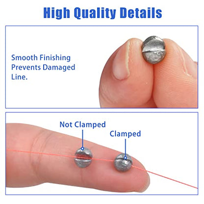Split Shot Fishing Weights Sinker Kit, 120g/Box Round Split Shot Sinker Removable Fishing Weights Egg Sinkers for Saltwater Freshwater 7 Sizes - style: Blue Box