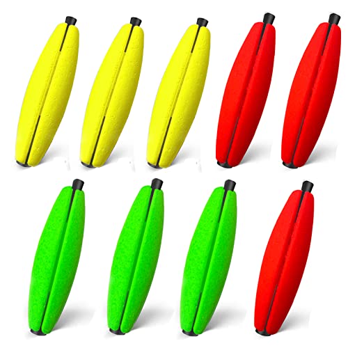 Peg Floats Slotted丨Fishing Floats for Catfish丨Fishing Cigar Foam Bobber for Santee Rig丨1.5in，2in，2.5in，3in - size: M-2", style: 2"mix-9pcs