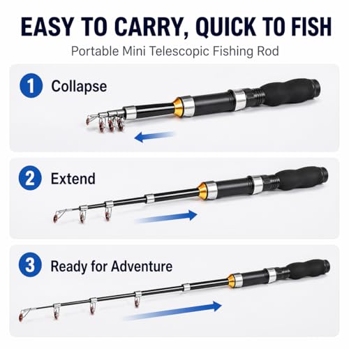 Carbon Fiber Fishing Rod Travel Fishing Pole Lightweight Portable Shore Sea Fishing Outdoor Use - size: 3.3 FT