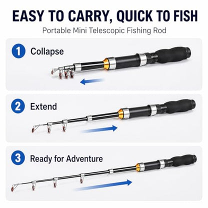 Carbon Fiber Fishing Rod Travel Fishing Pole Lightweight Portable Shore Sea Fishing Outdoor Use - size: 3.3 FT