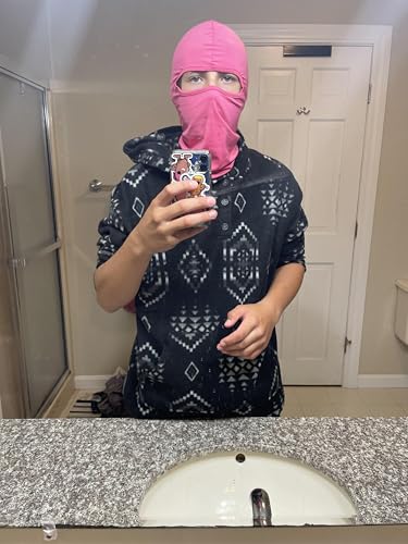 2 Pieces Thin Balaclava Ski Mask Head Mask Full Face Mask Windproof Sun UV Protection Hood for Women Men - color: Pink+red