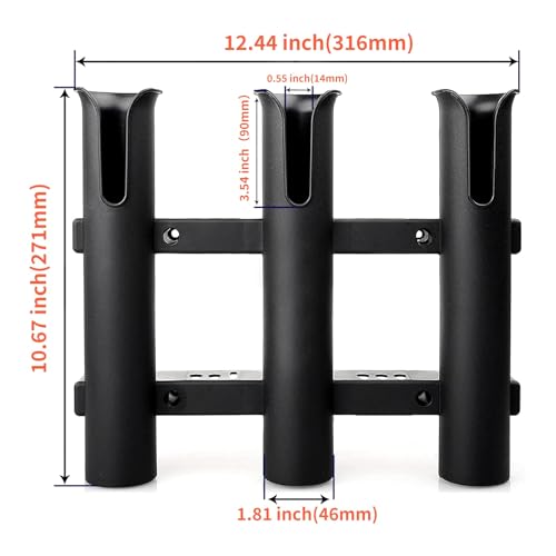 BigTron Fishing Rod Holder Bracket, Tube 3 Rod Rack, Fishing Rod for Boat Kayak Garage Storage or Truck with Screws Side-Mount