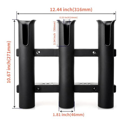 BigTron Fishing Rod Holder Bracket, Tube 3 Rod Rack, Fishing Rod for Boat Kayak Garage Storage or Truck with Screws Side-Mount