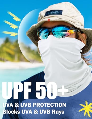 JHYWELL Cooling Neck Gaiter Face Mask, UV Protection Masks Gator, Windproof Bandana for Skiing, Fishing, Hiking, Cycling - color: White Pack