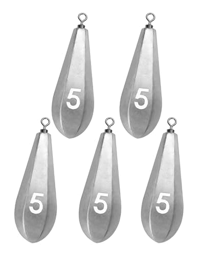 BLUEWING Swivel Bank Sinkers Fishing Weights with Swivel Bottom Bullet Sinkers for Freshwater and Saltwater, 1/8oz to 16oz - size: #8 5oz, 5pcs