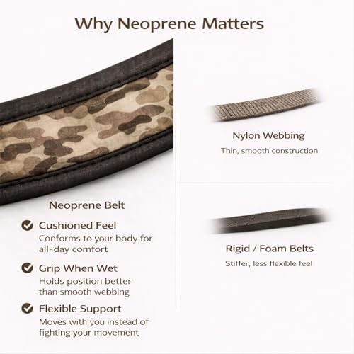 O’Pros Premium 2” Neoprene Adjustable (24” to 48”) Wading Belt – Fishing Wader Belt - color: Brown Camo