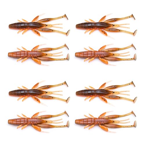 8 PCS Soft Crawfish Lures Fishing Craw Baits Artificial Lures Baits Swimbait for Carp Bass Crawfish Lure Artificial Swimbait Outdoor - color: light brown 4