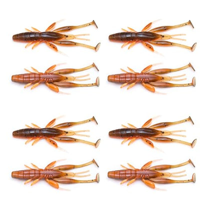 8 PCS Fishing Crawfish Lure Soft Shrimp Baits Lure Artificial Swimbait Soft Lures for Freshwater Saltwater Fishing Crawfish Artificial Swimbait Outdoor - color: light brown 4