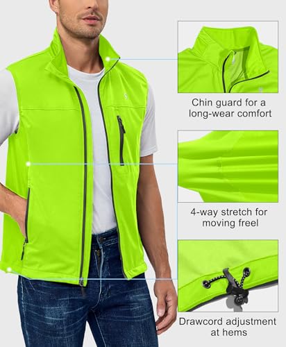 Little Donkey Andy Men's Lightweight Softshell Vest, Windproof Sleeveless Jacket for Running, Hiking, Cycling, Golf - color: Green, size: XX-Large