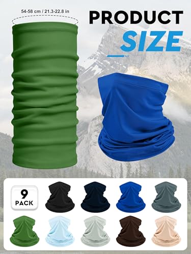9 Pieces Men Balaclava Neck Gaiter Face Mask Summer Sun Protection Cooling Breathable Head Cover Scarf Bandana - color: Stylish Color