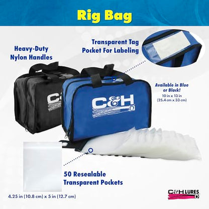 C&H Lures King Rig Bag with 50 Rig Bags Inside, Black