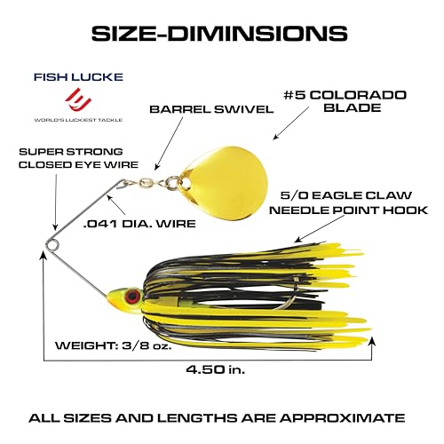 Redman Spinner Bait by Jimmy Houston, 3/8 Ounce Colorado Spinnerbait - color: Black/Yellow