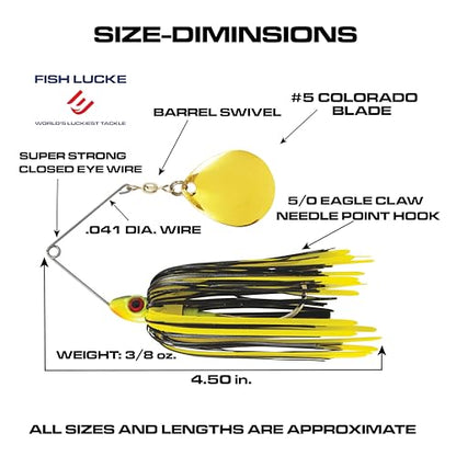 Redman Spinner Bait by Jimmy Houston, 3/8 Ounce Colorado Spinnerbait - color: Black/Yellow