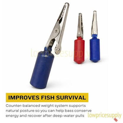 3 Pack Snap Clip Fishing Tool Stabilizing Fin Weights Livewell Fish Saver for Deep-Water Bass, Tournament-Safe Survival Weights Fish Stabilizing Weight, Bass Survival Weight
