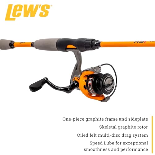 Lew's Hypersonic Spinning Reel and Fishing Rod Combo, IM6 Graphite Rod with Fast Action, 3+1 Bearings, 5.1:1 Gear Ratio, Speed Lube - size: 6'0"