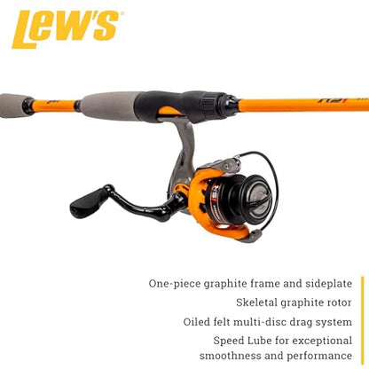Lew's Hypersonic Spinning Reel and Fishing Rod Combo, IM6 Graphite Rod with Fast Action, 3+1 Bearings, 5.1:1 Gear Ratio, Speed Lube - size: 6'0"