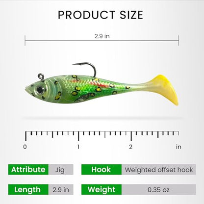 Pristis Jig Head Fishing Lures for Freshwater Saltwater, Weedless Swim Jig Teasers with Sharp Hooks & Exquisite Coating, Pre-Rigged Vibrating Swimbaits Kit Gear for Bass Crappie Walleye Trout Pike - color: 6 pcs Paddle Tail Soft Lures