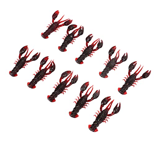 Pongnas 10-Pack Soft Fishing Lure Crawdad Bait Green Shrimp for Bass Fishing - PVC Design - color: Sauce red