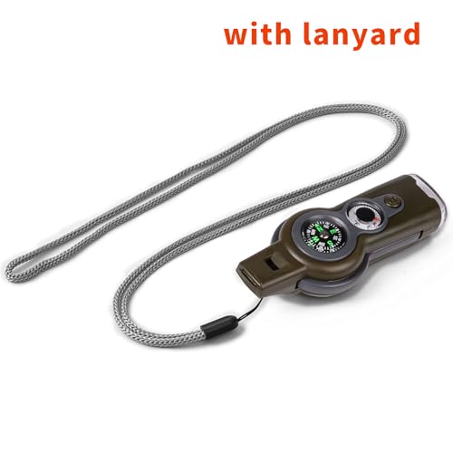Emergency Survival Function Whistle, Outdoor Multifunctional Tool Safety Whistle with Lanyard, Ideal for Kayaking, Boating, Hiking, Camping, Climbing, Hunting,Rescue Signaling - color: Army green2