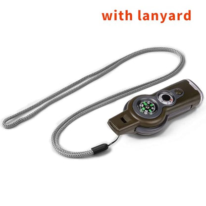 Emergency Survival Function Whistle, Outdoor Multifunctional Tool Safety Whistle with Lanyard, Ideal for Kayaking, Boating, Hiking, Camping, Climbing, Hunting,Rescue Signaling - color: Army green2