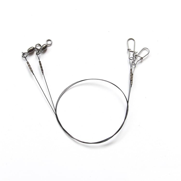 2Pcs Stainless Steel Titanium Fishing Leader, Anti-Bite Wire Trace with Snap Swivel for Saltwater Freshwater