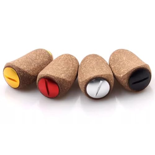 Reel Handle Knob Compatible with Abu Shimano Daiwa Soft Rubber Cork Wood Spinning Baitcasting - color: Red