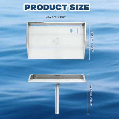 20" Boat Cutting Board, Fishing Filet Table with Tool Holders, CT607 | with Rod, Stainless Steel Ruler, Knife Slots, Plier Storage, Hooks & Cover, for Fishing Boat, Pontoon Boat, Yacht