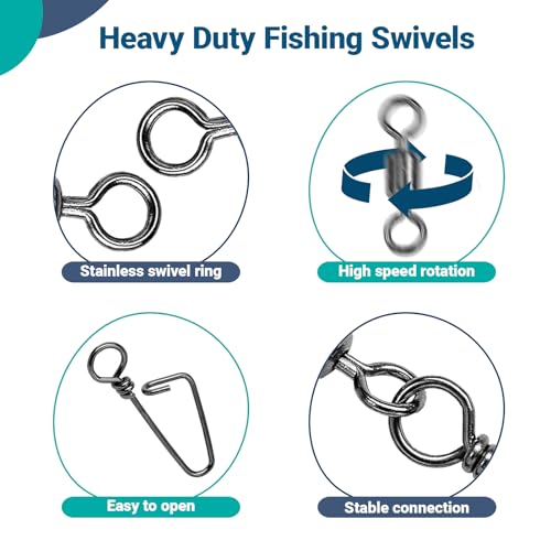 AMYSPORTS High Strength Fishing Snaps Freshwater Barrel Rolling Snap Swivels Steel Lure Connector Fishing Swivel Stainless Black Nickel - size: Size2/0 (115lb) 25 pcs