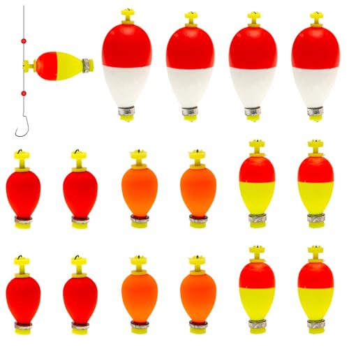 Fishing Bobber Slip Bobbers for Fishing 15 Pcs Foam Snap Weighted Floats Set Bobbers Fishing Tackle Accessories Fishing Supplies - color: F-Weighted Colorful-16pcs