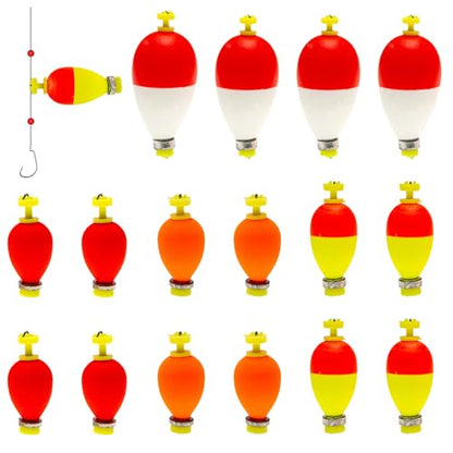 Fishing Bobber Slip Bobbers for Fishing 15 Pcs Foam Snap Weighted Floats Set Bobbers Fishing Tackle Accessories Fishing Supplies - color: F-Weighted Colorful-16pcs