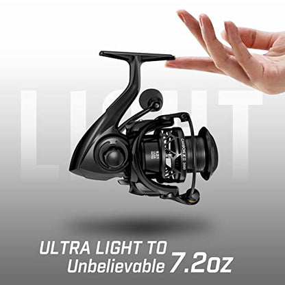 Piscifun Carbon X II Ultralight Spinning Reel, Light to 5.5oz | 10+1 BB, upgraded carbon frame rotor, 22lb Max Drag, 5.5oz lightweight design, smooth freshwater fishing performance - size: 2000