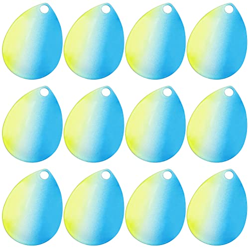 35pcs Fishing Spinner Blades Colorful Colorado Blades Kit Lure Making Supplies Easy Spin Fishing Spoons for DIY Inline Spinner Spinnerbaits Walleye Rig Freshwater Saltwater - color: Blue & Yellow