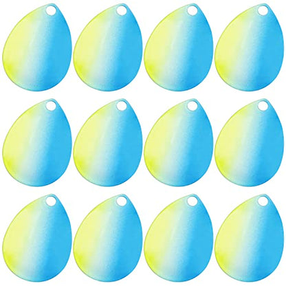 35pcs Fishing Spinner Blades Colorful Colorado Blades Kit Lure Making Supplies Easy Spin Fishing Spoons for DIY Inline Spinner Spinnerbaits Walleye Rig Freshwater Saltwater - color: Blue & Yellow